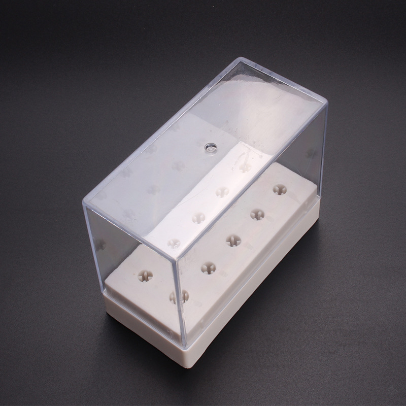 Caja de exhibición vacía de la cabeza de pulido de uñas, caja de almacenamiento de cabeza de pulido de lápiz, caja de exhibición de 10 agujeros de dos colores