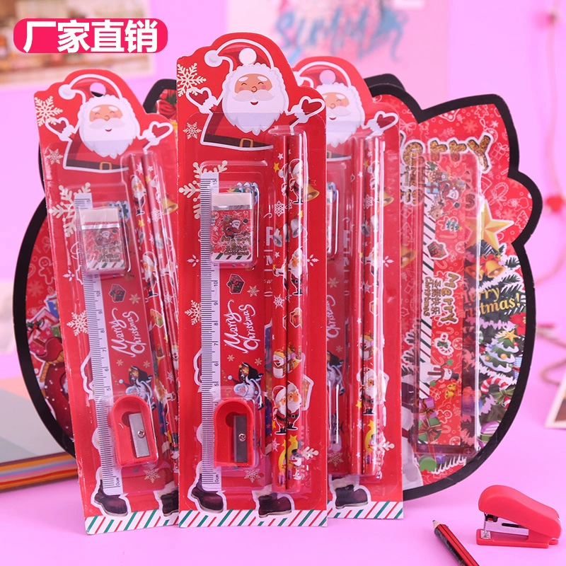 Мультфильм Рождественский канцелярский костюм Детский канцелярский подарок Рождественская елка Творческий Санта-Клаус Милый Снеговик Подарочная коробка Украшение