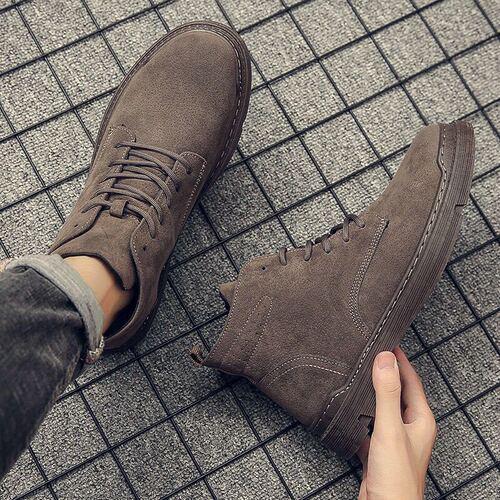 Martin boots men's high-top leather boots snow boots mid-top short boots work shoes men's trendy shoes British style leather shoes men's shoes winter