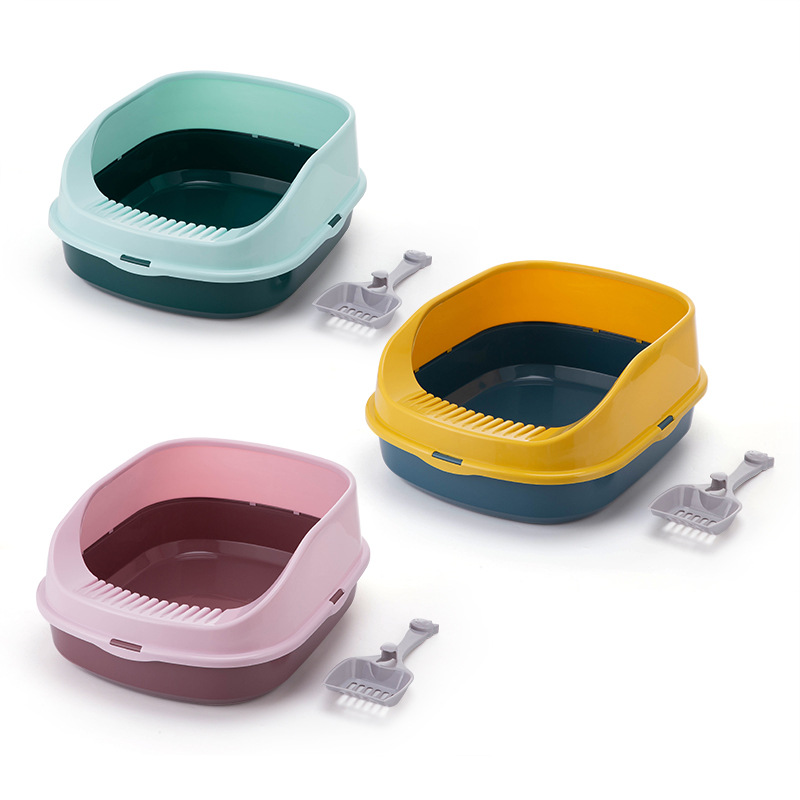 Caja de Arena para Gatos Semicerrada, Antisalpicaduras, Incluye Pala, Tamaño Grande, Marca Decong