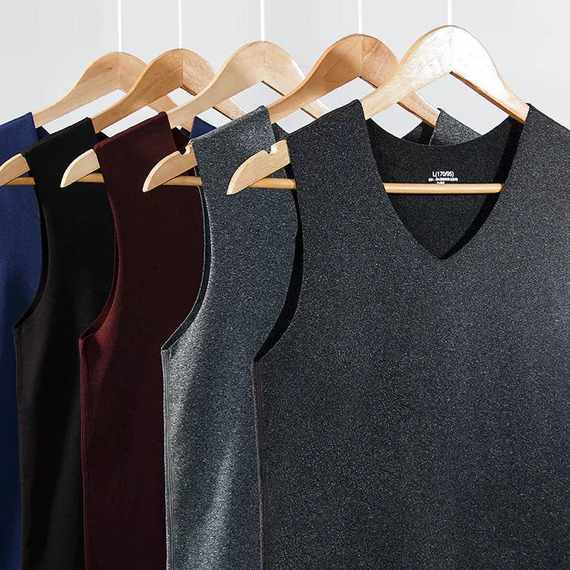 男士无痕保暖背心加绒速热薄款纯色随心裁马甲37薄绒厂家代发