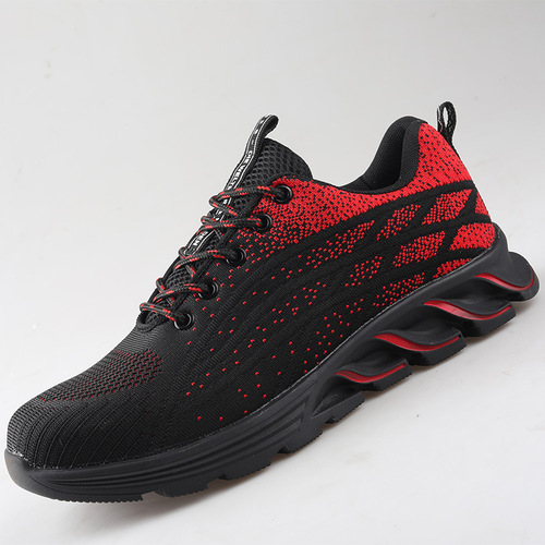 Labor protection shoes for men, anti-smash and anti-puncture, lightweight, wear-resistant, breathable work shoes, women's non-tired flying woven safety protective shoes after standing for a long time