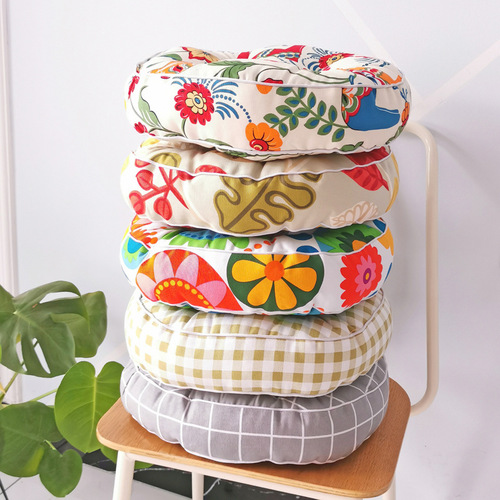 Cotton canvas old coarse cloth thickened futon cushion Japanese style bay window cushion round yoga meditation cushion chair cushion