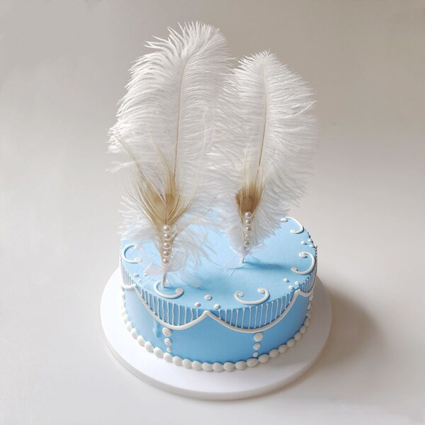 Feather cake decoration new ins ostrich pearl feather baking cake…