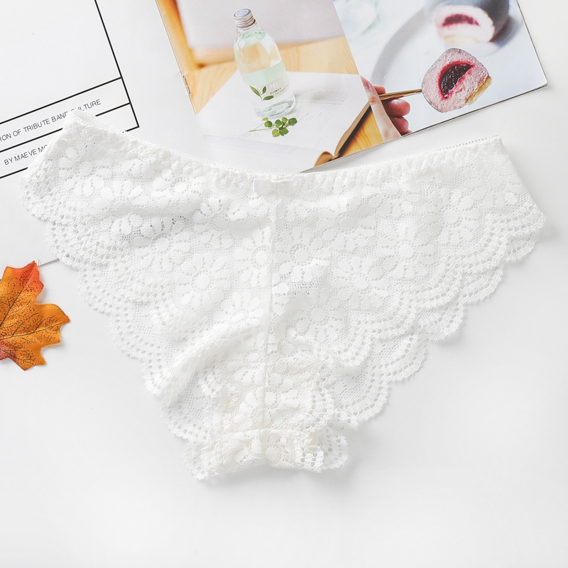 Ropa interior de mujer sin costuras cintura baja malla transpirable hueca calzoncillos de mujer ropa interior de encaje sexy para mujeres