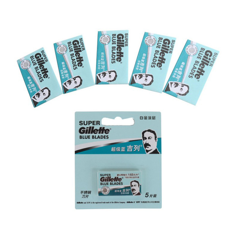Gillette Super azul de doble cara cuchillo de acero inoxidable de doble cara hoja clásica hoja de afeitar a la antigua