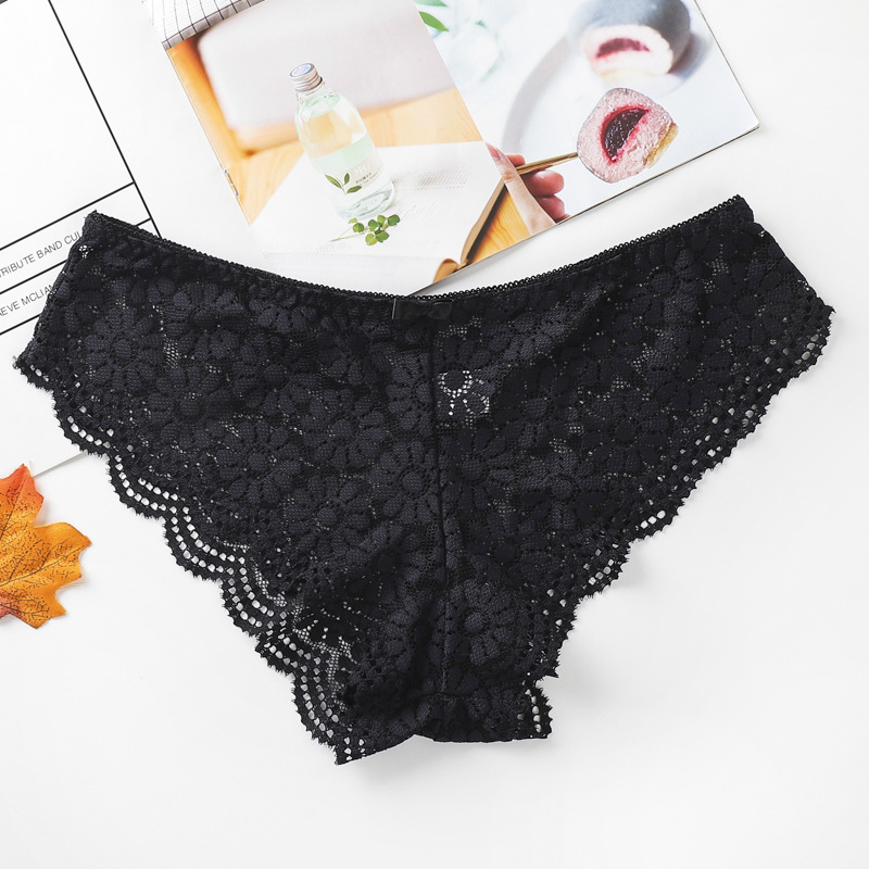 Ropa interior de mujer sin costuras cintura baja malla transpirable hueca calzoncillos de mujer ropa interior de encaje sexy para mujeres