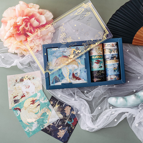 Fuyou 10×10 Sticker Tape Gift Box Luoshen Fu Series Bronzing Fantasy Student Account Decoration Stickers