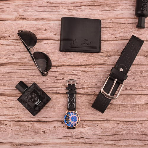Men's gift set beautifully packaged belt watch + sunglasses + wallet + perfume + belt set gift box