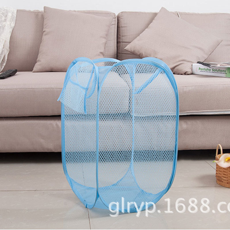 Directo de fábrica nueva cesta de lavandería de malla plegable de color sólido cesta de lavandería de almacenamiento transpirable cesta de almacenamiento de artículos diversos de juguete