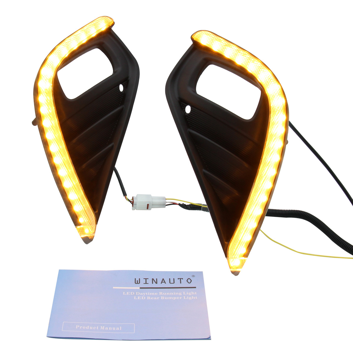 Adecuado para 2020ty Highlander con streamer amarillo de dirección de dos colores LED luces diurnas