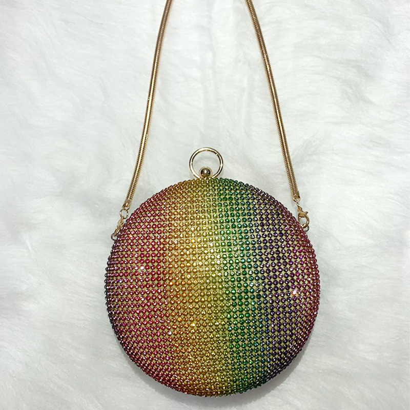 Double-sided Gradient Rhinestone-encrusted Slant Bag Crossbody Hand-held Wedding Evening Bag European and American Simple Annual Meeting Hand-held Women's Bag