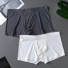 批發冰絲男士內褲夏季薄款抗菌透氣平角無痕四角短褲衩一件代發
