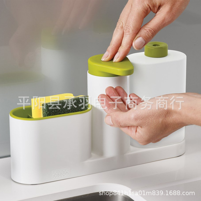 Hand-washing dispenser kitchen and bathroom finishing set multi-functional combination washing and storage soap detergent set of 2 or 3 pieces