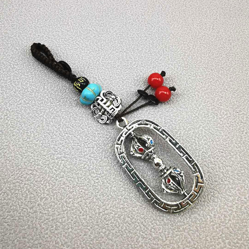 Convertible estilo étnico Xizango amuleto de la suerte llavero coche masculino diamante Maja oración rueda colgante punto escénico al por mayor