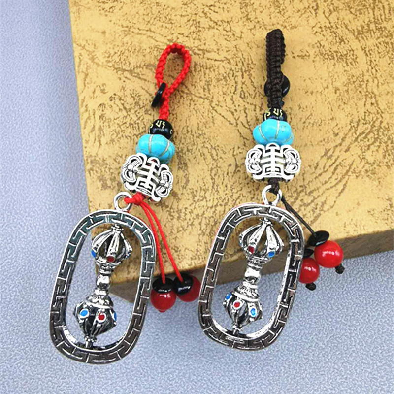 Convertible estilo étnico Xizango amuleto de la suerte llavero coche masculino diamante Maja oración rueda colgante punto escénico al por mayor