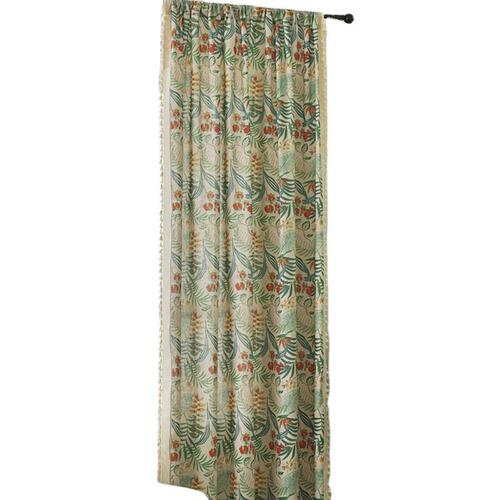 Export to Amazon Green Plant Cotton-Like Linen Semi-Darken Aesthetic American Country Retro Fringe Curtain Fabric Finished Product