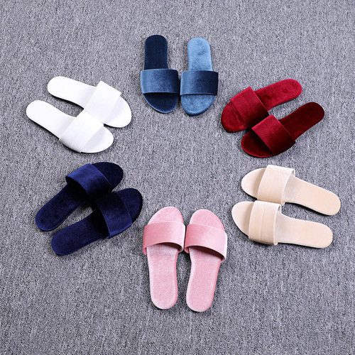Bridal Slippers Women's Golden Velvet Dressing Robe Wedding Shoes Soft Sole Embroidered Bride Wedding Shoes Single Shoes