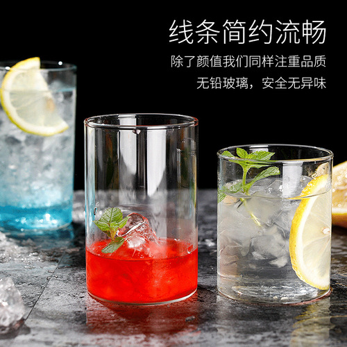 Delicate glass cocktail cups, minimalist long drink cups, Collins cups, straight-sided cups, high-quality wine glasses