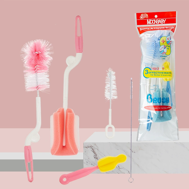 [Набор из 5 предметов] Многофункциональная губка-щетка для бутылок с вращающейся на 360 градусов Нейлоновая Щетка для сосков