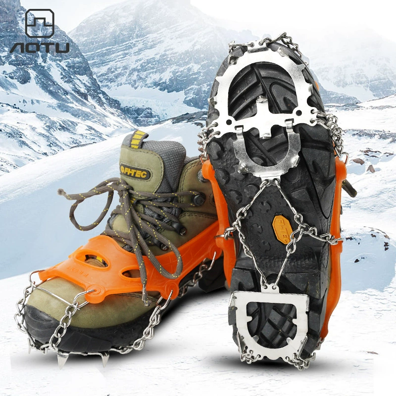 Уличные кошки в форме подковы с 12 зубьями, Нескользящие бахилы, снежный коготь, зимняя цепочка с шипами, Снежная грязь, захват для льда AT8605
