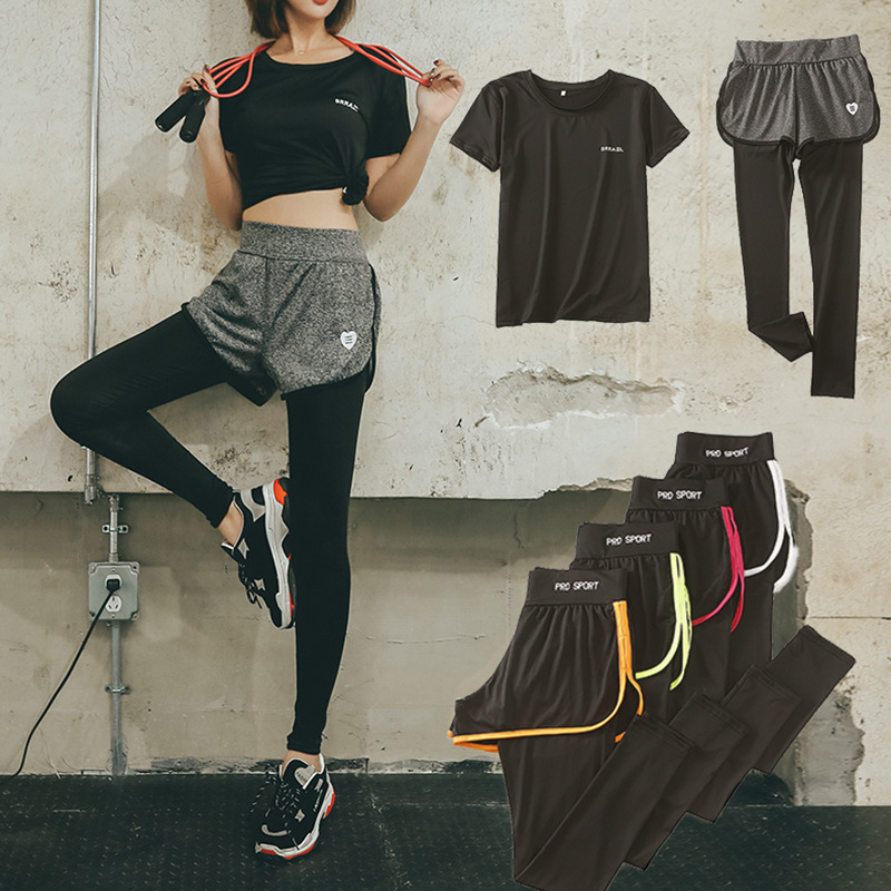 Korean-style Stretch Women's Sports Shorts Running Large Size Casual Fitness Yoga Suit Quick-drying Fake Two-piece Tight Trousers Korean-style Stretch Women's Sports Shorts Running Large Size Casual Fitness Yoga Suit Quick-drying Fake Two-piece Tight Trousers