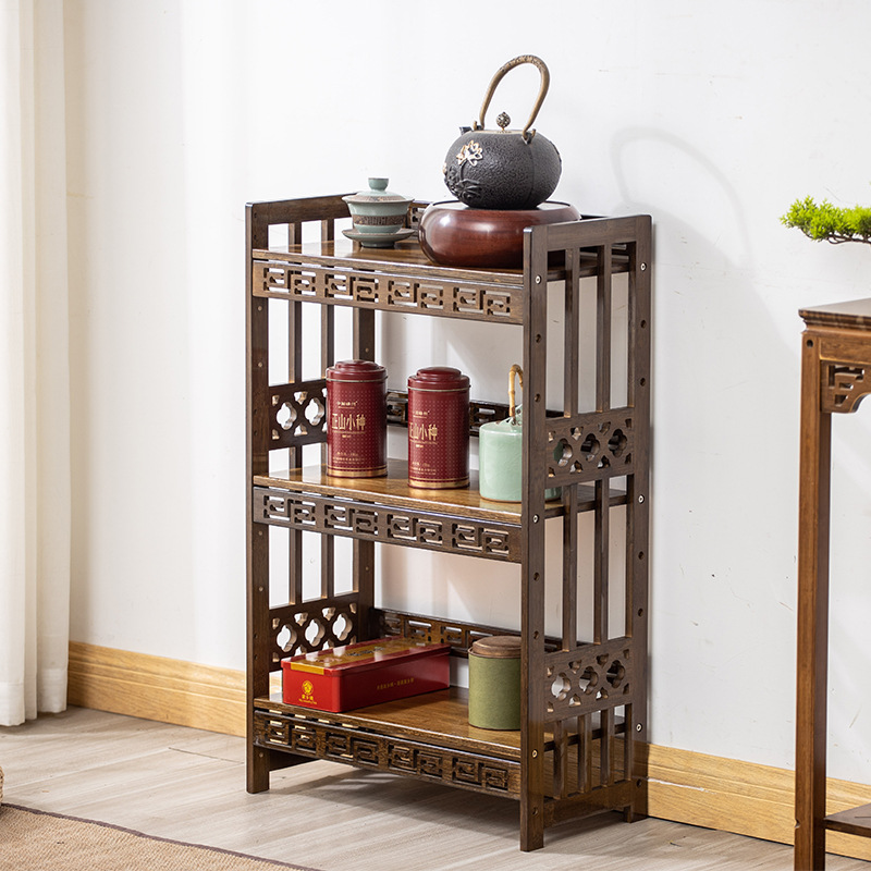 Nuevo estilo chino piso multi-capa estante sala de estar estantería antigua cocina ajustable estante decorativo estante de exhibición