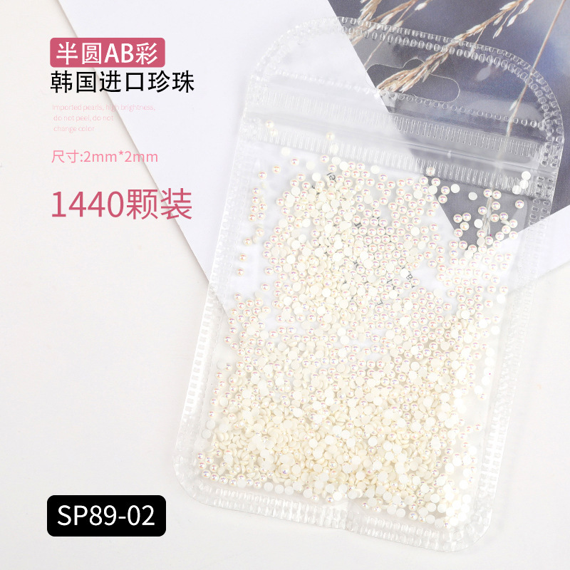 Popular celebridad en línea de fondo plano AB perla color mágico tamaño blanco semicírculo oval gota de agua de uñas de perlas joyería etiqueta engomada del clavo