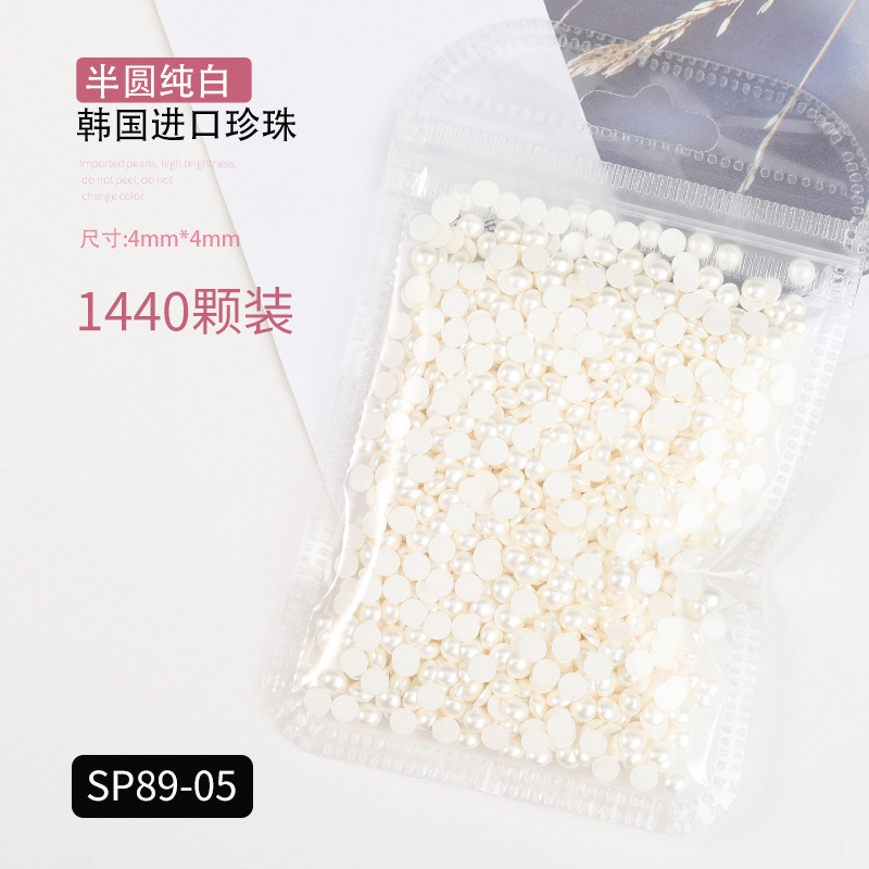 Popular celebridad en línea de fondo plano AB perla color mágico tamaño blanco semicírculo oval gota de agua de uñas de perlas joyería etiqueta engomada del clavo