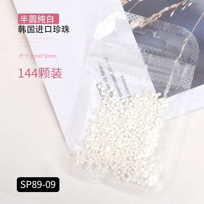 Popular celebridad en línea de fondo plano AB perla color mágico tamaño blanco semicírculo oval gota de agua de uñas de perlas joyería etiqueta engomada del clavo