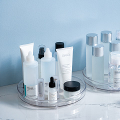 Multifunctional PET rotating storage rack, spice rack, transparent storage rack, kitchen rotatable double-layer turntable for condiments