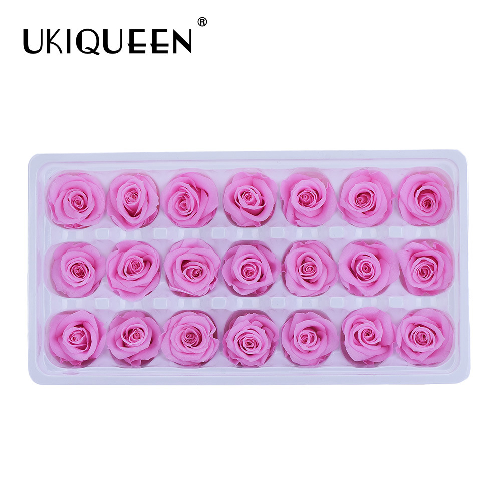 2-3cm 21 pequeñas flores Paquete de grado A DIY Eternal Rose flor cabeza caja de regalo material de preservación de la flor al por mayor Yunnan Kunming