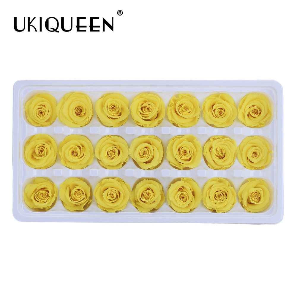 2-3cm 21 pequeñas flores Paquete de grado A DIY Eternal Rose flor cabeza caja de regalo material de preservación de la flor al por mayor Yunnan Kunming
