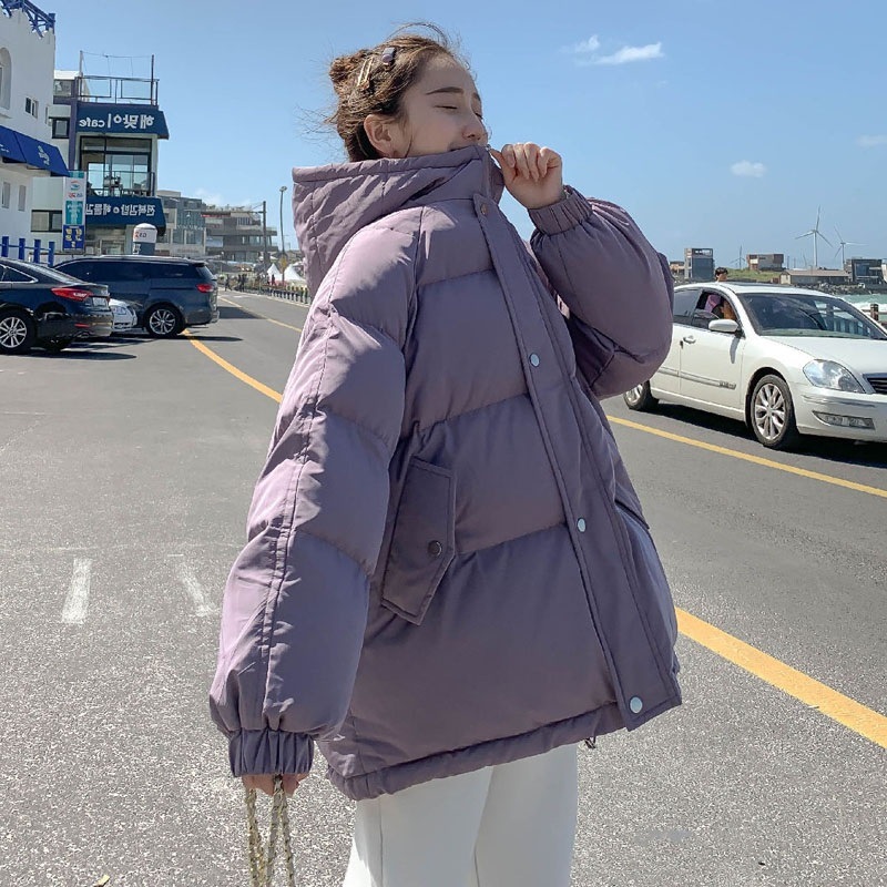 다운 코튼 패딩 재킷 여성용 짧은 한국 스타일 느슨한 면 패딩 코트 겨울 두꺼운 학생 코트 작은 면 패딩 코트 빵 의류 유행