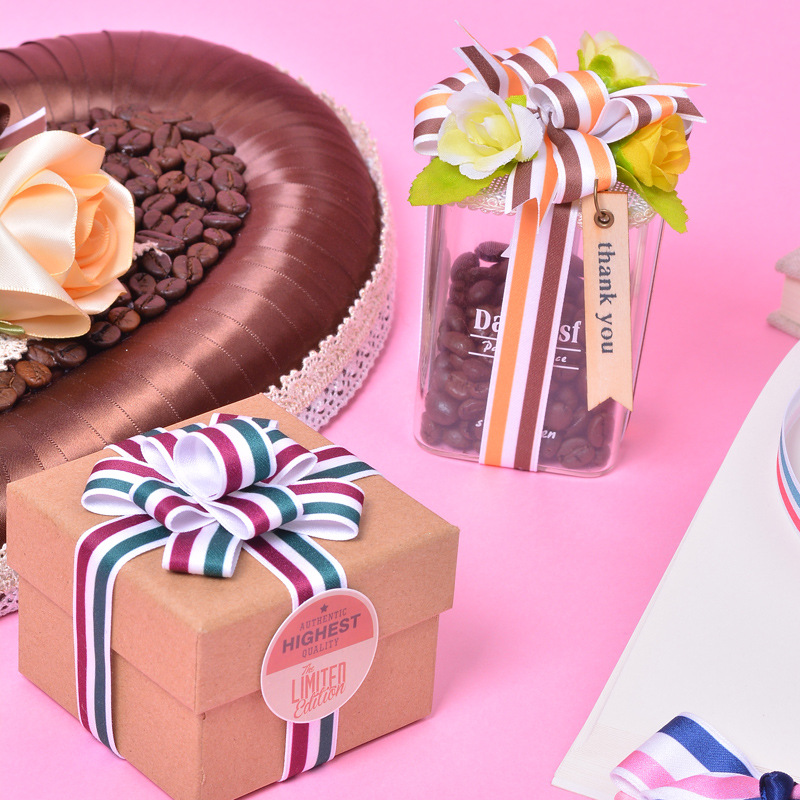 Yao Ming cinta de algodón de poliéster cinta a rayas DIY accesorios para el cabello material rojo, blanco y azul cinta de tres colores ropa accesorios textiles