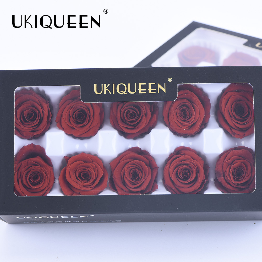3-4cm 10 flores, grado A flor real, DIY flor eterna, Fábrica de la cabeza de Rose al por mayor Yunnan