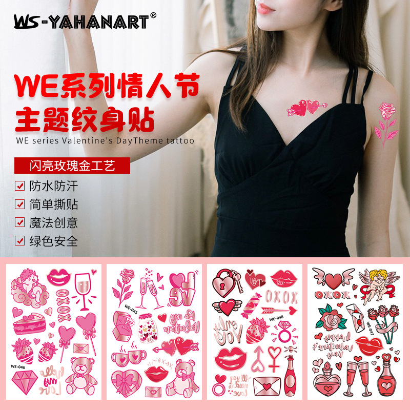 Tatuajes Faciales de Corazón para Niños de Papel de Transferencia de Agua, para Día de San Valentín