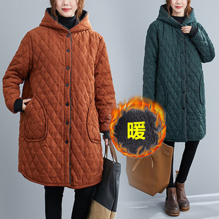 Winter Cotton Coat Women's 2021 New Trendy Large Size Fat Girl Loose Fashionable Age-reducing Hooded Cotton Fleece Cotton-padded Jacket for Women