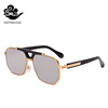 Retroreflective metal silver trend sunglasses, mirror effect, European style