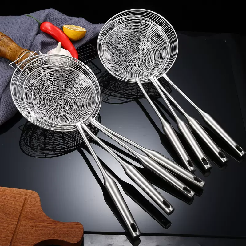 批发304不锈钢双钩线漏网漏油格 厨房餐厅火锅漏勺油炸捞面隔渣勺