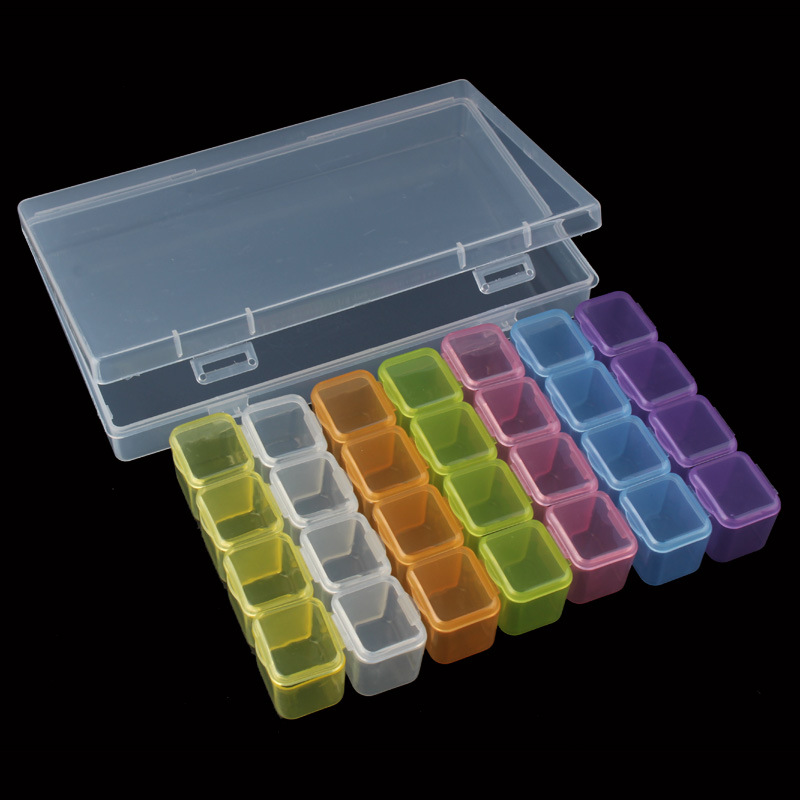 Herramientas de uñas 28-rejilla caja de almacenamiento caja de joyería montado y desmontable caja de plástico caja de embalaje de joyería de uñas resistente a la caída image 1
