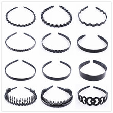 压发男士运动发箍塑料简单波浪背头黑色带齿光板女洗脸发饰