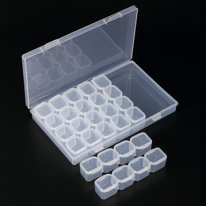 Herramientas de uñas 28-rejilla caja de almacenamiento caja de joyería montado y desmontable caja de plástico caja de embalaje de joyería de uñas resistente a la caída image 2