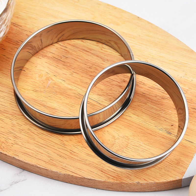 Fábrica en stock herramientas para hornear pastel mousse círculo tarta anillo limón tarta Acero inoxidable doble curling ronda galleta molde al por mayor