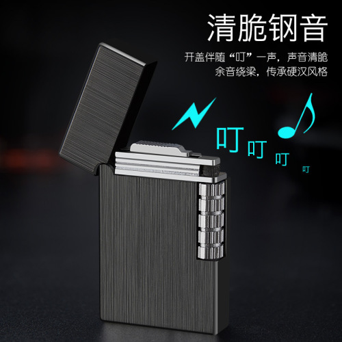 Retro classic side pulley grinding wheel lighter gas inflatable creative men's personalized metal manufacturer wholesale