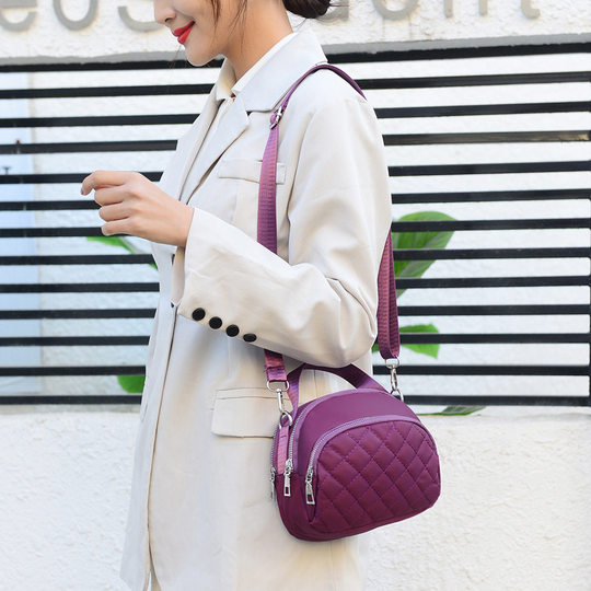 Embroidered Handbag Women's Casual Large Capacity Rhombic Shoulder Bag Women's Multifunctional Crossbody Bag Export Wholesale