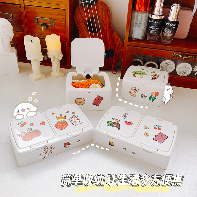 Caja de almacenamiento de maquillaje de estilo japonés simple ins DIY caja de almacenamiento de empuje caja de almacenamiento de papelería de estudiante multifuncional