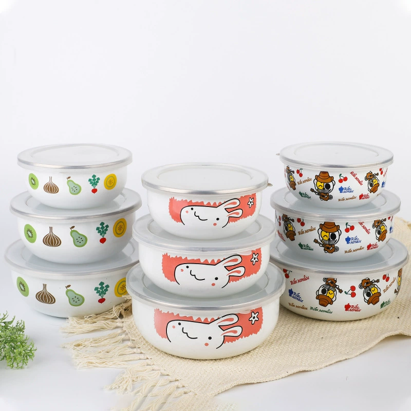 Family blessing with fresh bowl pictures cute high -ice bowl enamel blemispie post bowl bag large sealing