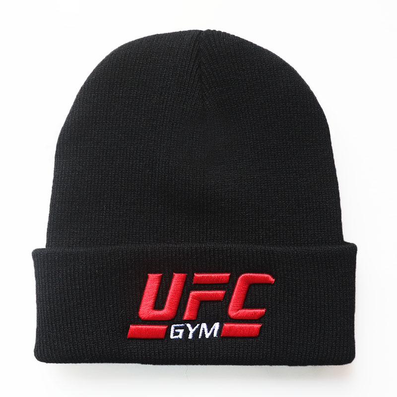 男女秋冬新款格斗UFC立体绣针织帽GYM运动套头嘻哈帽子毛线帽冷帽