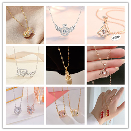 [Titanium Steel Plated with Real Gold] Beating Heart Korean Style Simple One Deer With You Necklace Same Style Accessories Women 520